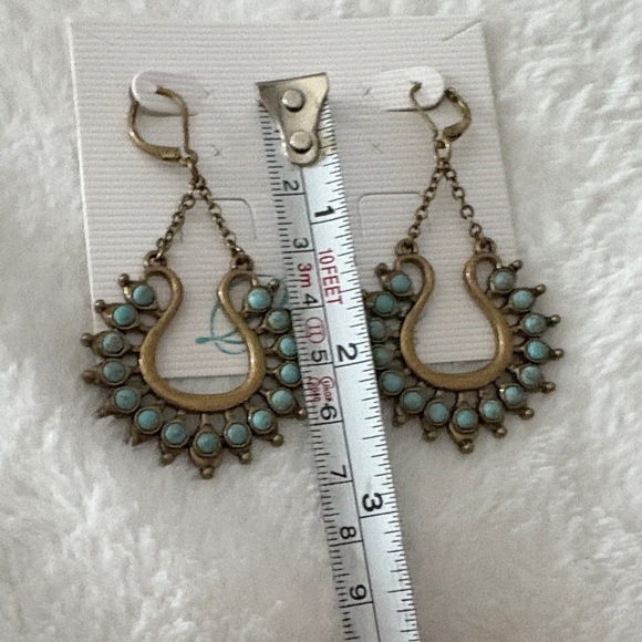 Premier Gold and Turquoise Dangle Earrings - Picture 3 of 3